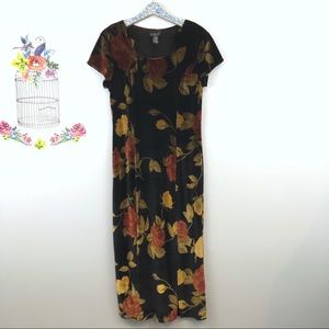 Vintage Scarlett black floral velvet dress SZ 9/10